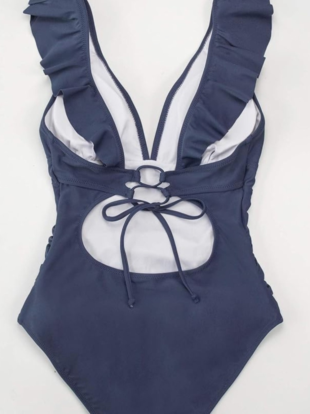 CUPSHE Navy Ruffle One-Piece Swimsuit